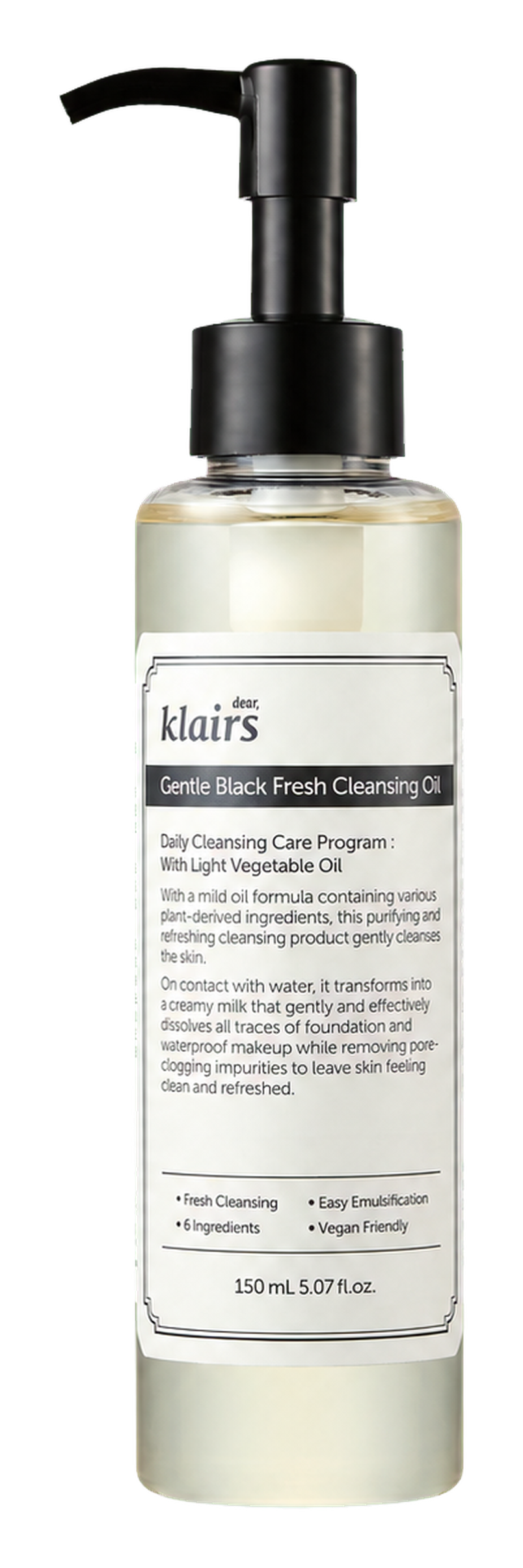 Dear, Klairs Gentle Black Fresh Cleansing Oil 150 mL
